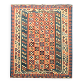Grand tapis Kilim vintage, en laine turque tissée à plat, motif géométrique, 296 x 212 cm