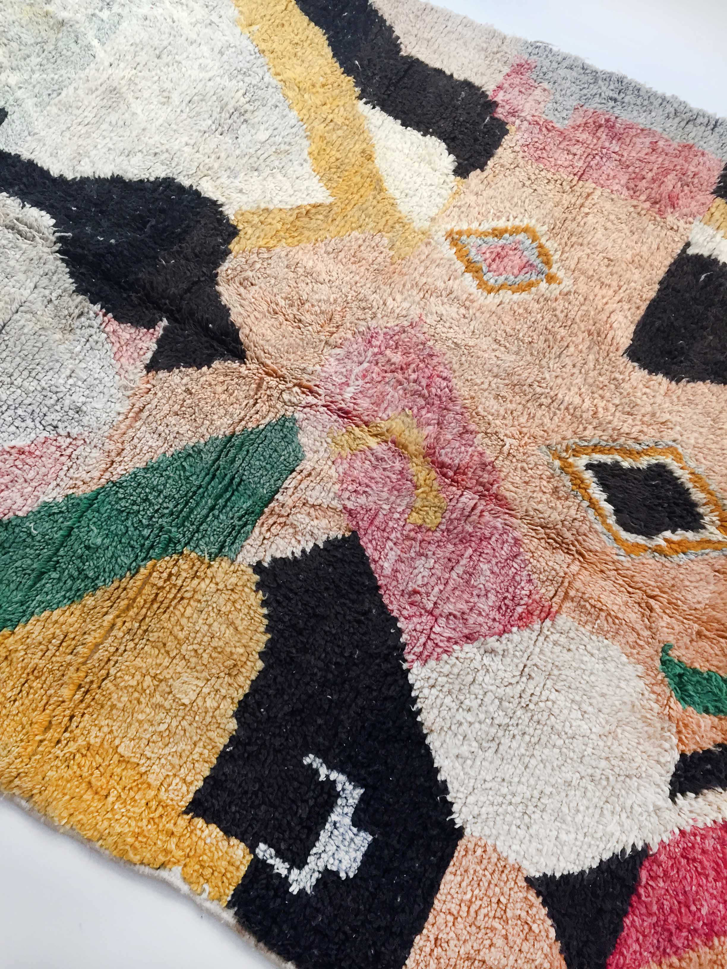 Moroccan Berber boujaad carpet with colorful patterns 283x209cm