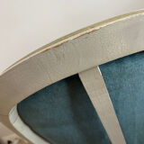 Blue velvet medallion armchair in Louis XVI style