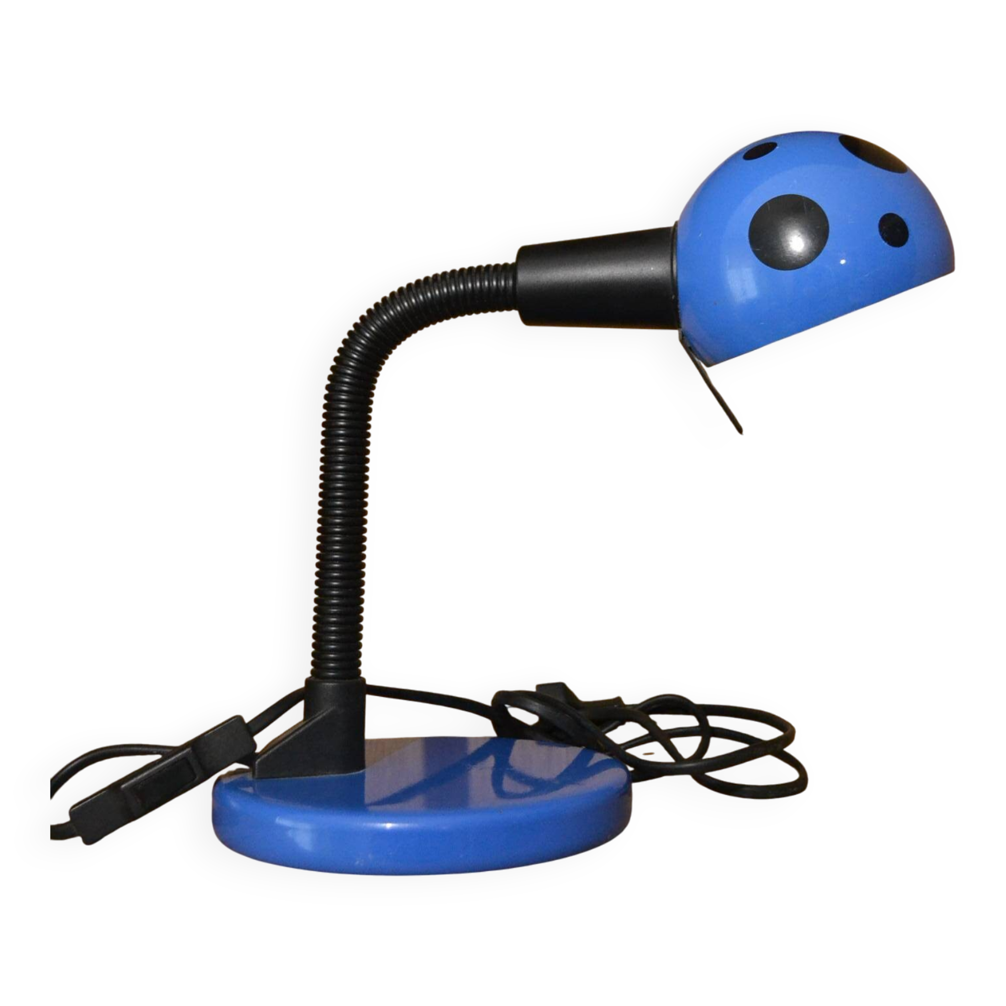 blue metal desk lamp