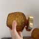 Set of three vintage wall or ceiling lights in amber chiseled glass