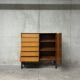 High buffet multifunctional furniture Scandinavian vintage teak from the 1960s.