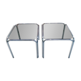 Pair of vintage chrome metal coffee tables