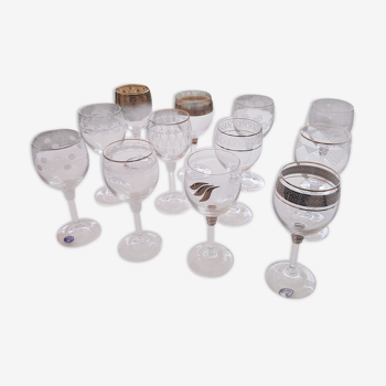 Set of 12 Bohemian crystal glasses "12 midnight decorations" original 1990s box set