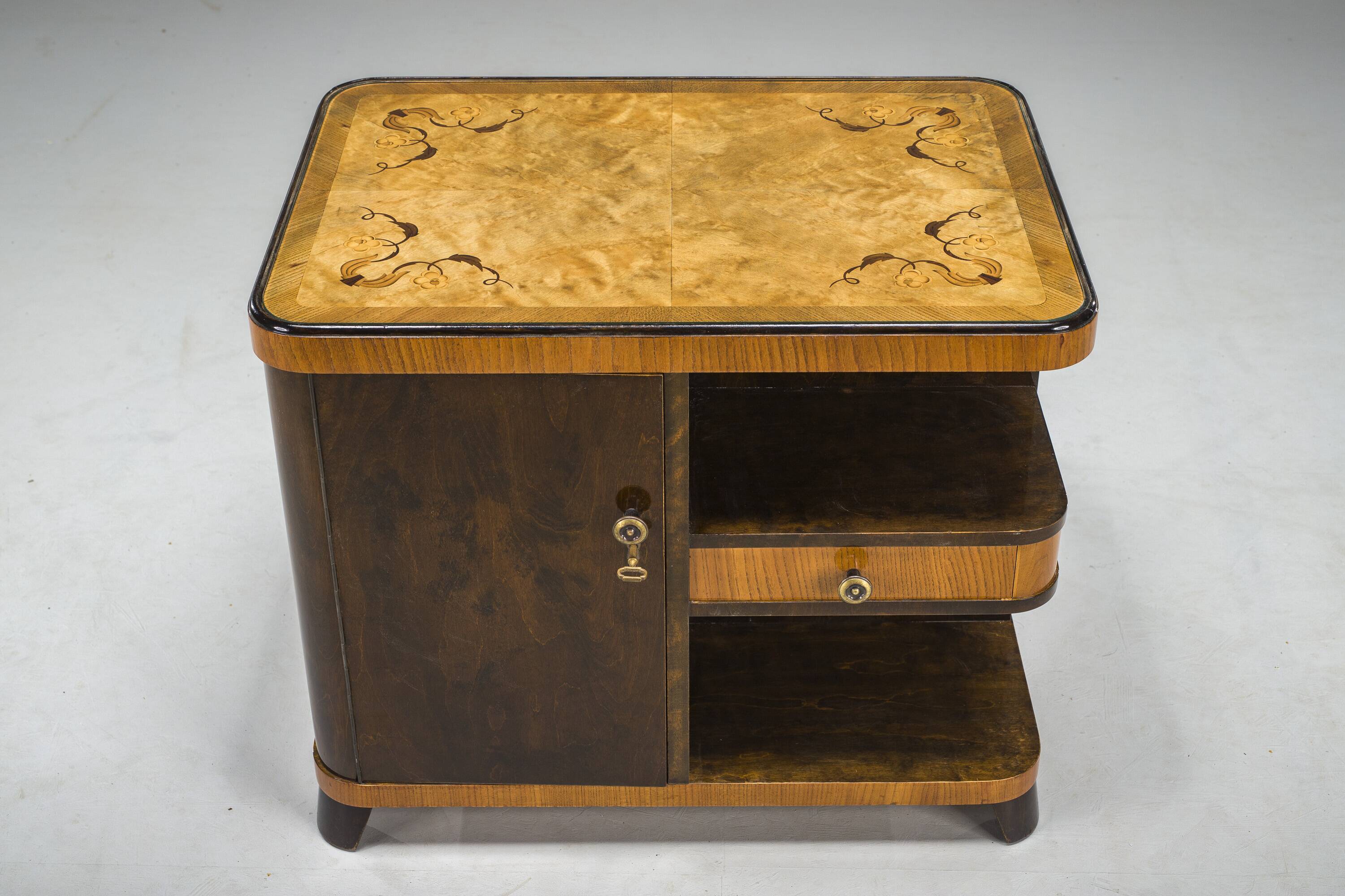 Art Deco Bar Cabinet with Inlays, 1930s