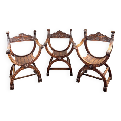 Suite de Trois Fauteuils de Style Renaissance, XIXe siècle