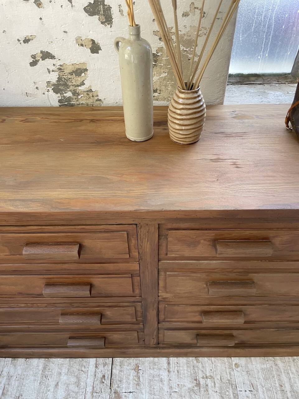 50s pitch pine haberdashery cabinet