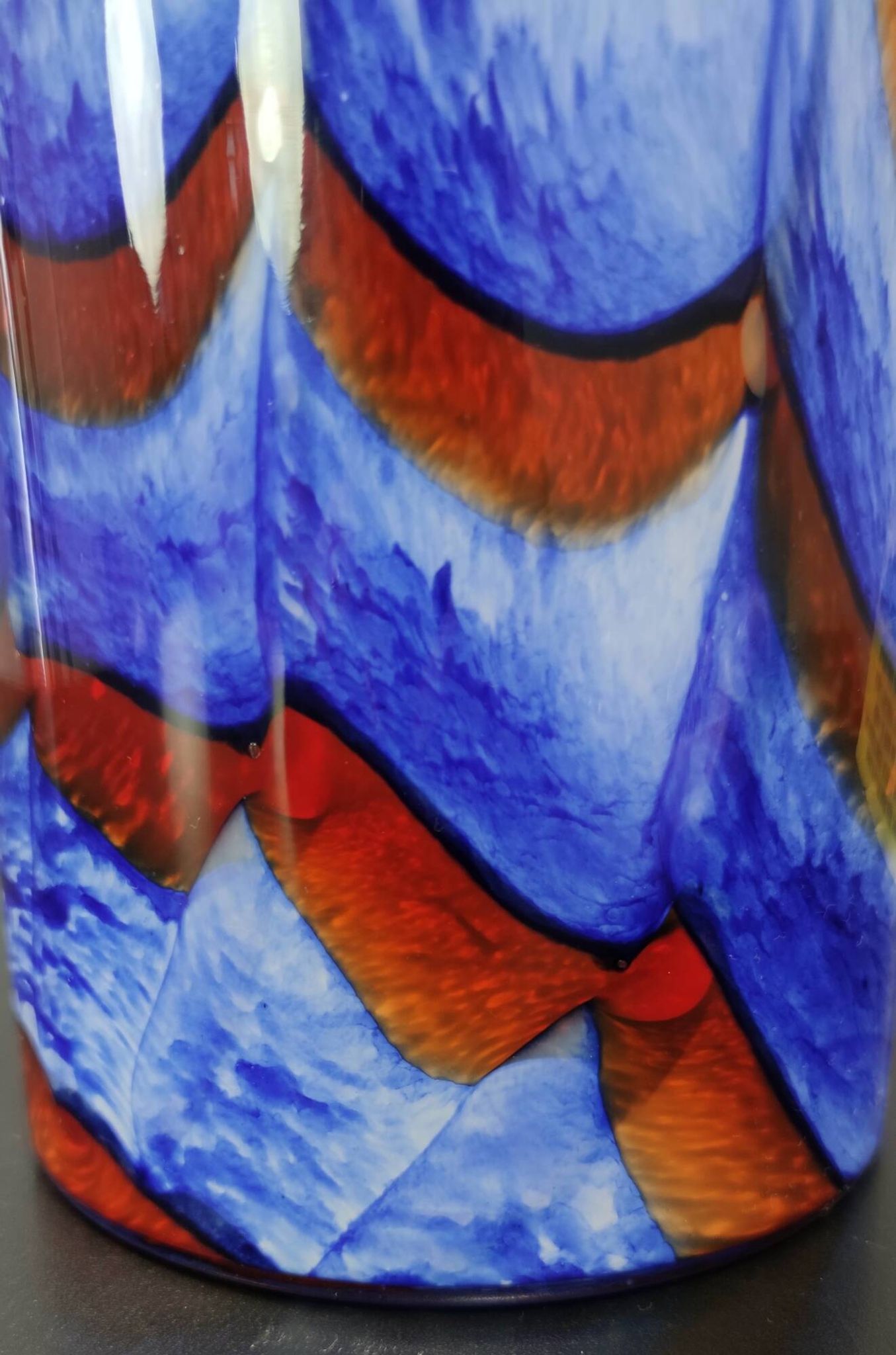 Red, White and Blue Murano Glass Vase by Carlo Moretti, Italy