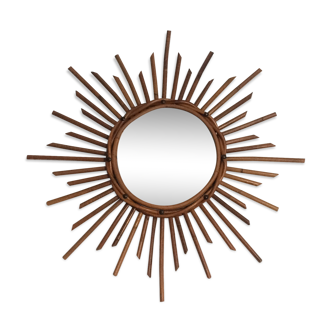 Rattan sun mirror, 48cm, years 60
