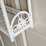 White wicker peacock shelf