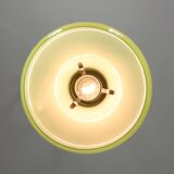 Big Mid-century Italian Brass and Glass Pendant Lamp