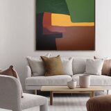 Soothing abstract canvas "Green Palette" 80x80cm