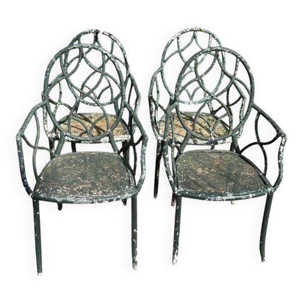 4 fauteuils Provençaux fer forgé 50’s