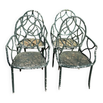 4 Provençal wrought iron armchairs from the 50s