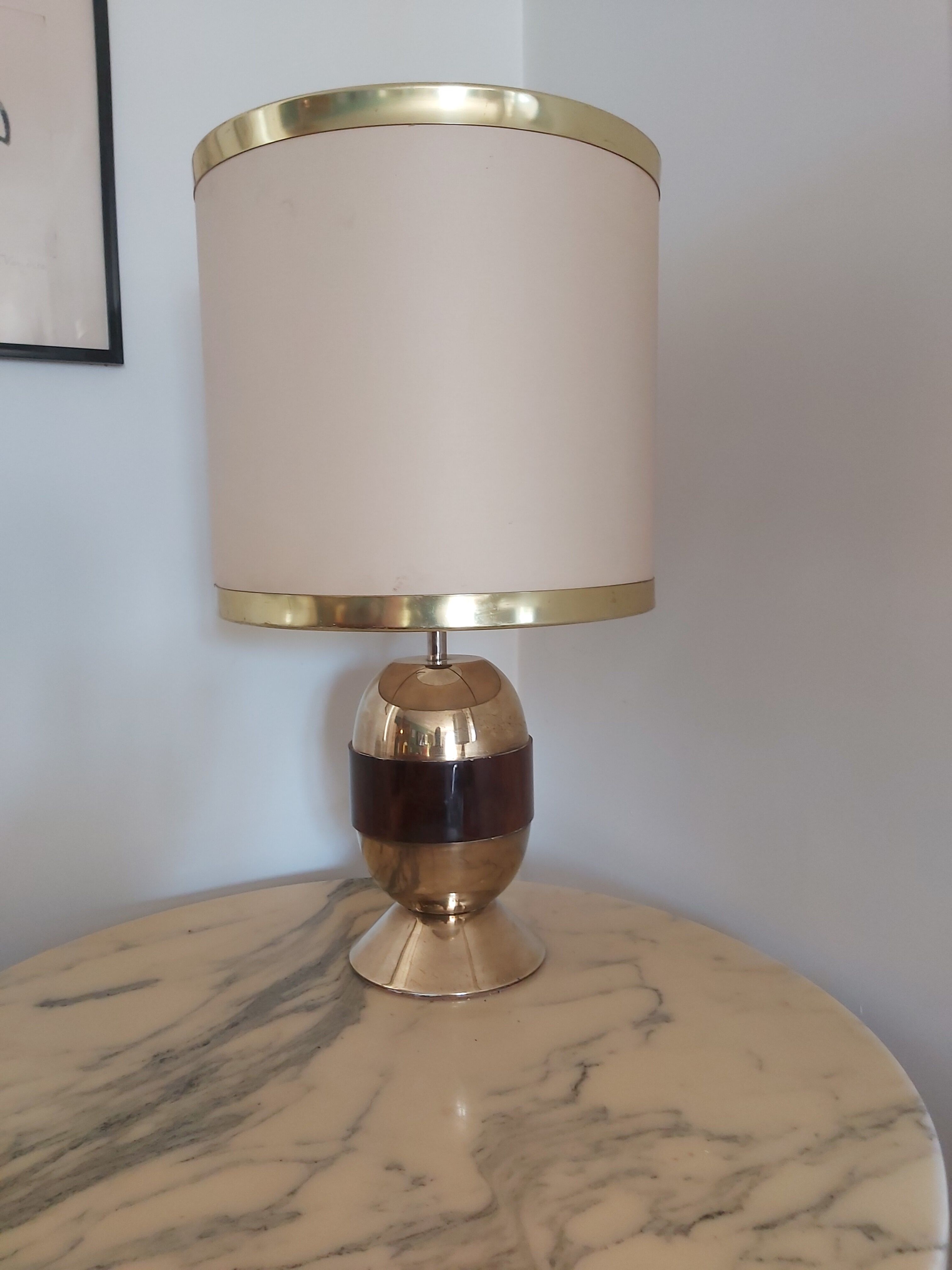 Brass and amber lamp 70s