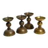 4 rare large heavy Mid Century brass candlesticks from a Bavarian church