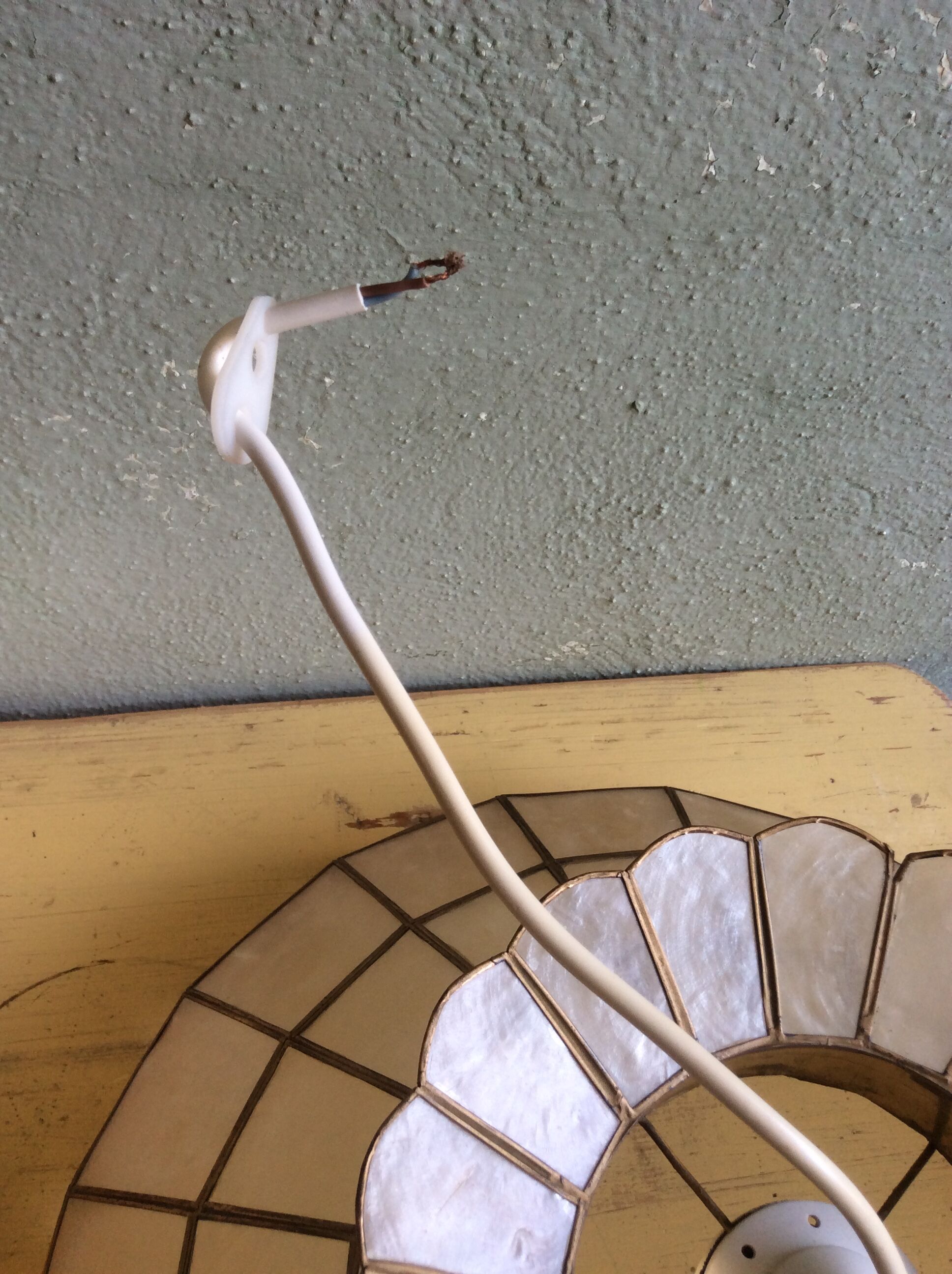 70s mother-of-pearl and brass pendant light