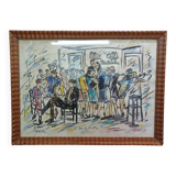 lively scene at the "craktie" bar around 1920 by André Meurisse (watercolor and gouache)
