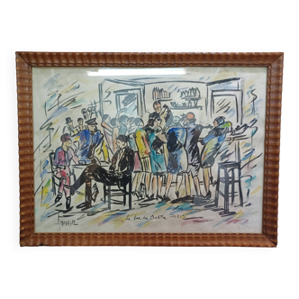 lively scene at the "craktie" bar around 1920 by André Meurisse (watercolor and gouache)