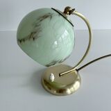 Lampe Art Deco Verre Vert Laiton