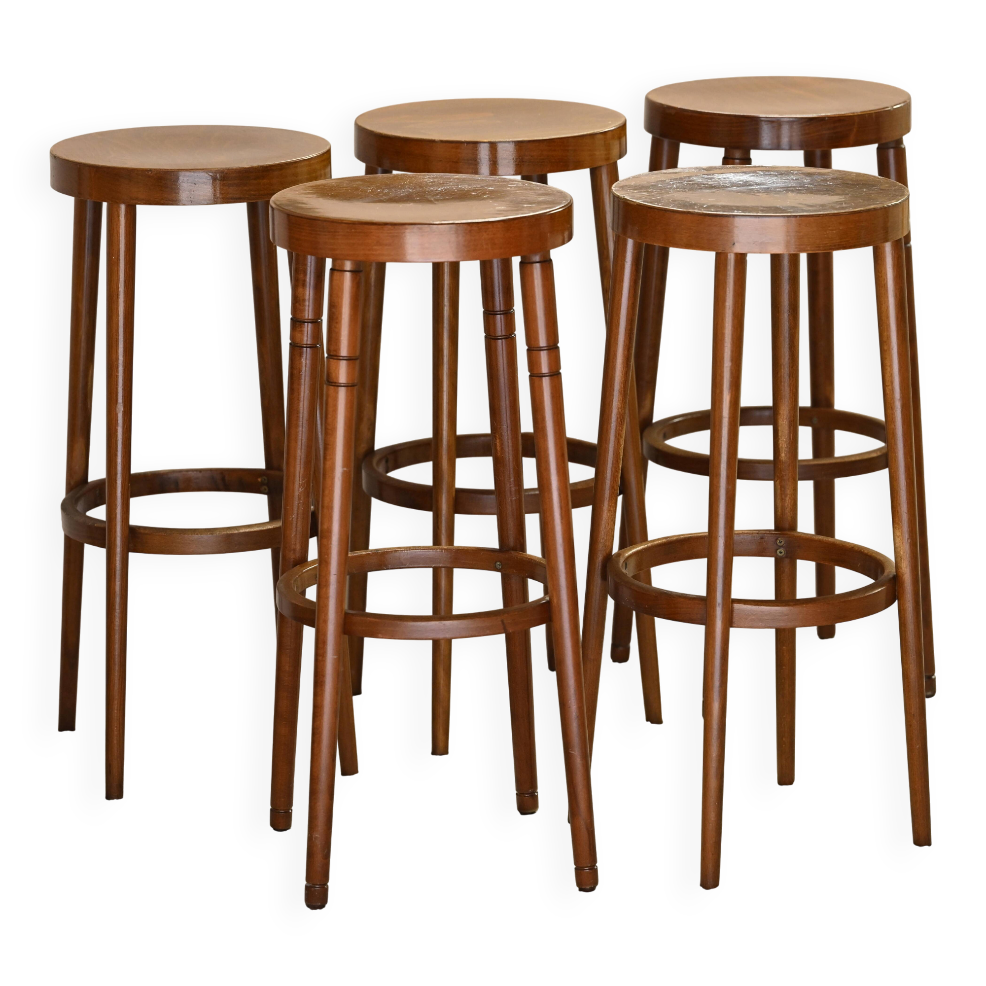 Five 1980s bar stools