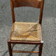 Set of 3 vintage wooden and straw chairs – 1950s
