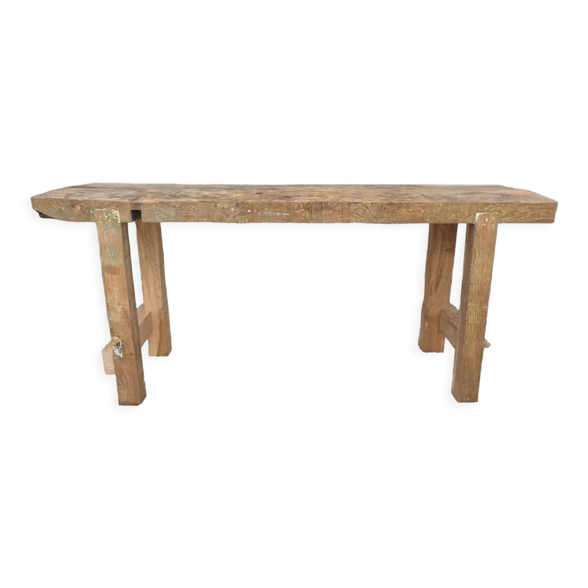 Restored solid wood workbench