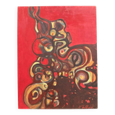 Oil on cardboard modern composition by François de Chabot 1960-70