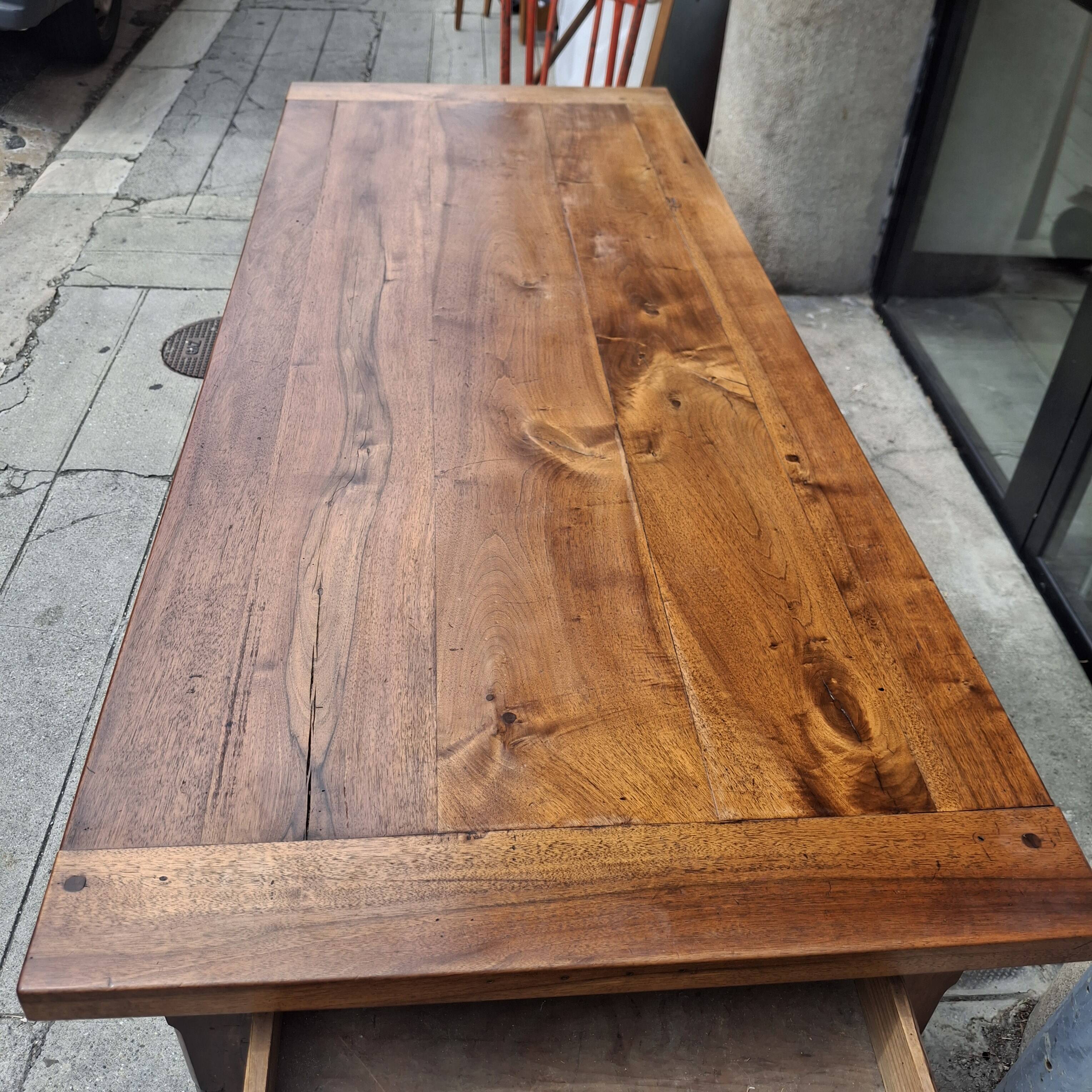 Large farmhouse table in walnut.