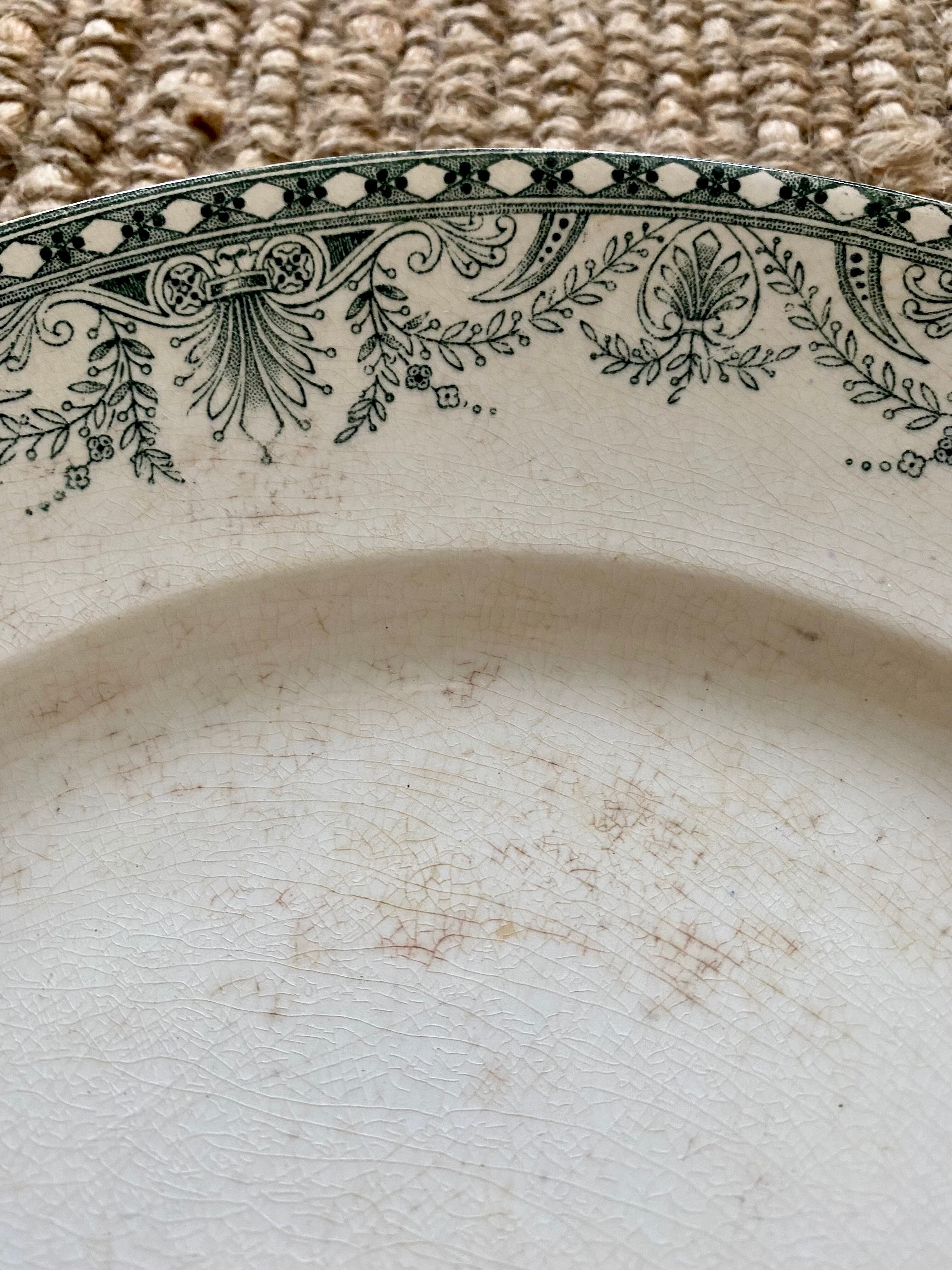 Old earthenware dish Moulin des loups and Hamage