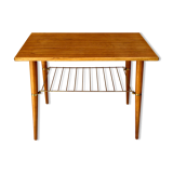 Table, teak with brass shelf, 1950/60
