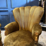 Pair of velvet Napoleon III style armchairs