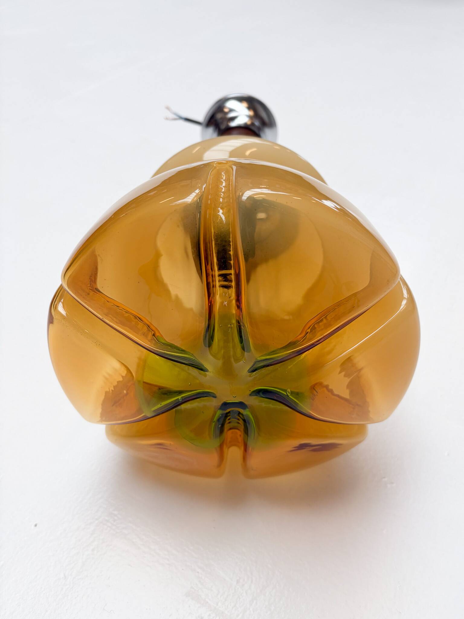 Amber colored Murano glass ceiling lamp from Italy, 1960s