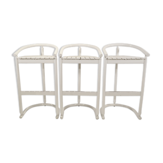 Series of 3 wooden high stools, Italy 1970