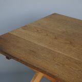Rustic wooden Farmhouse X-frame Dining Table. 1940s
