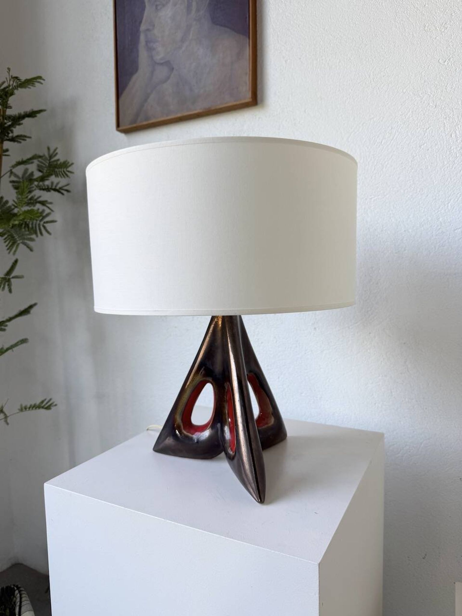 1950s ceramic table lamp, free form