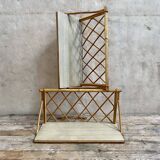 Pair of vintage rattan shelves
