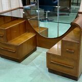 English art deco hairdresser in oak and walnut