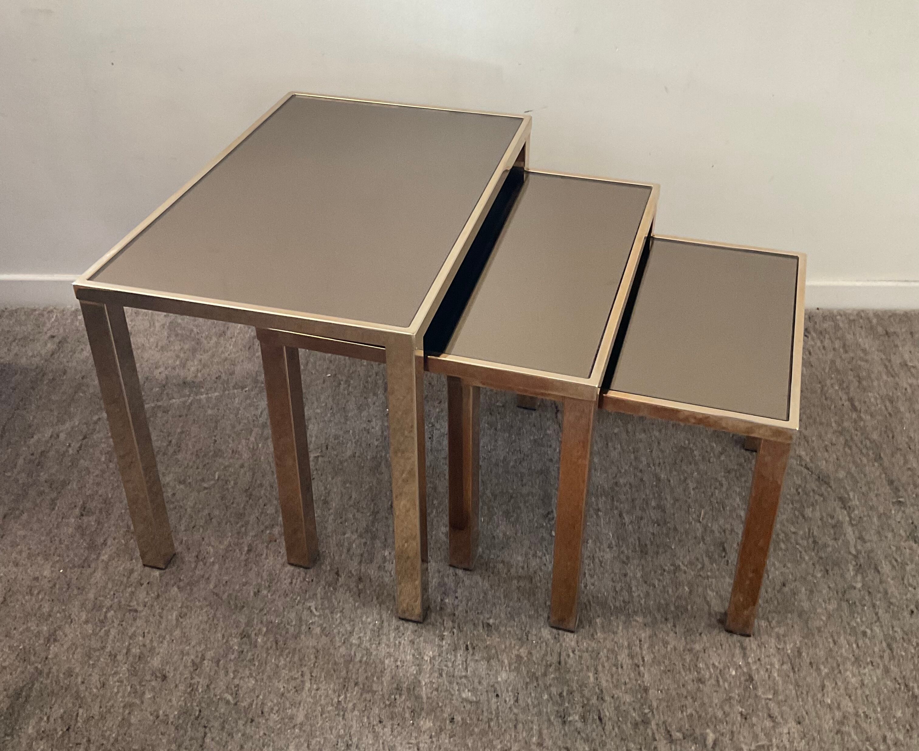Series of 3 Belgo Chrom trundle tables from the 70s