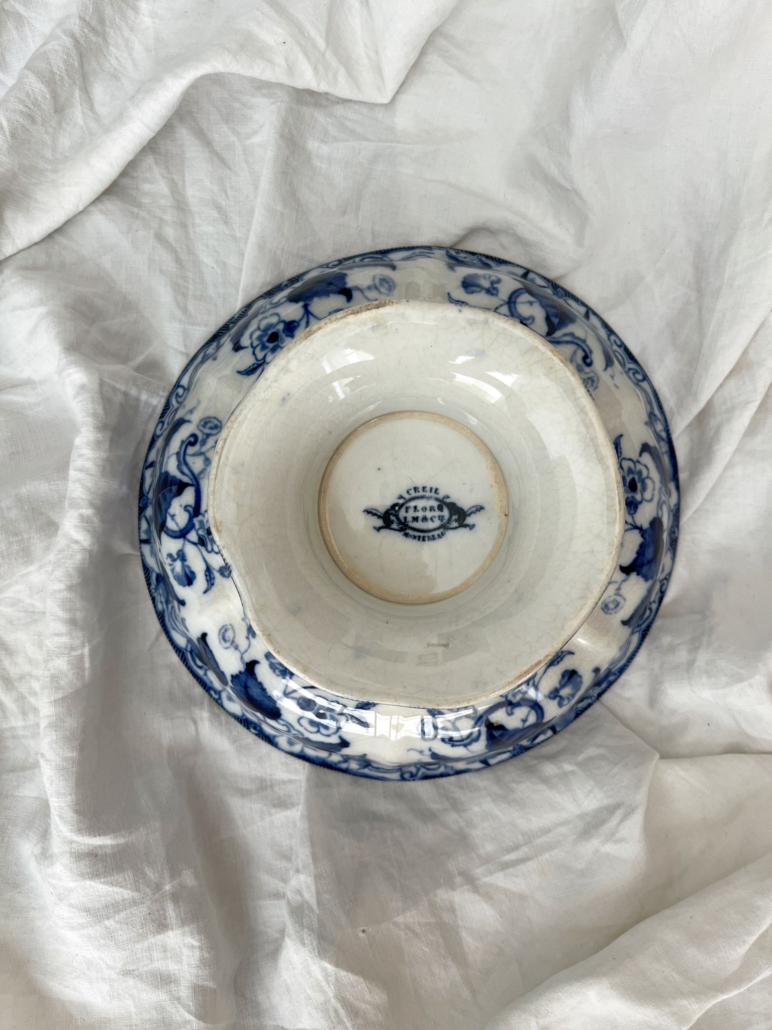 Flora pedestal bowl/salad bowl, Creil and Montereau, late 19th century