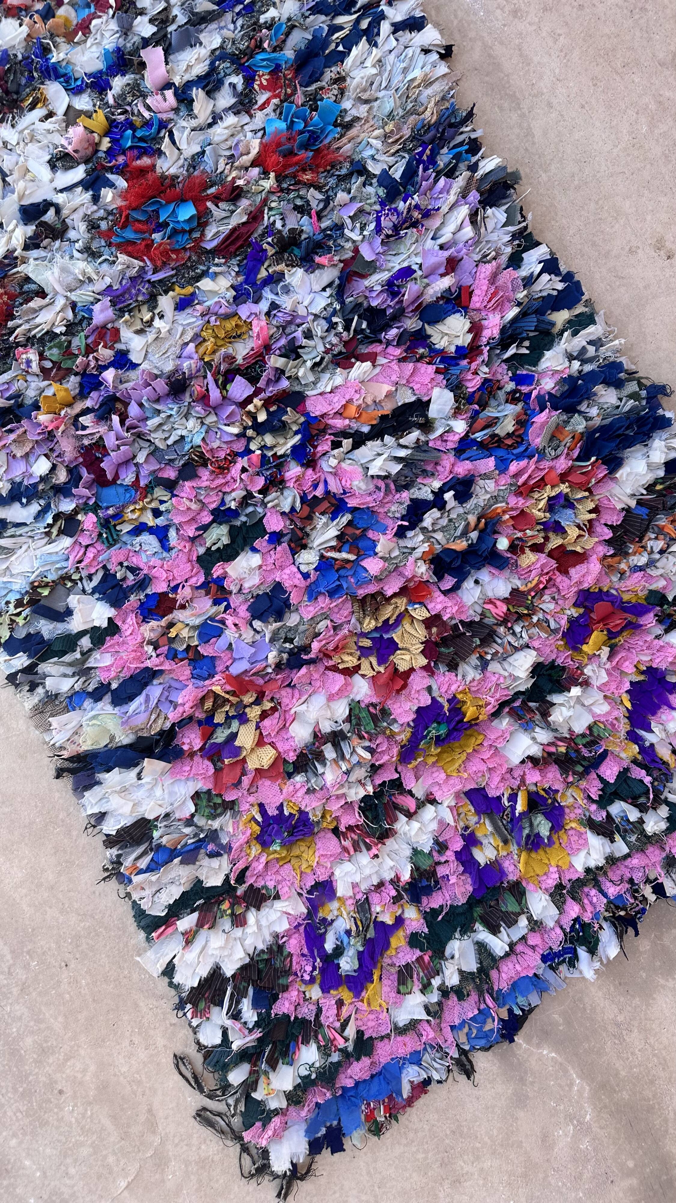 Tapis Berbère Boucherouite coloré - 76 x 176 cm