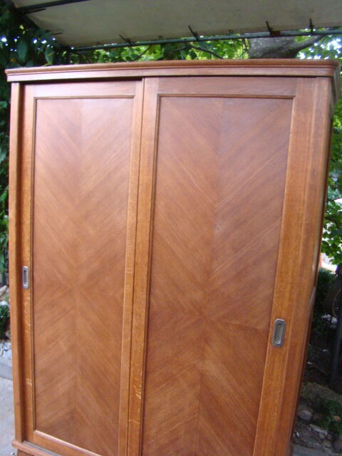 Sliding cabinet veneered vintage oak 50/60