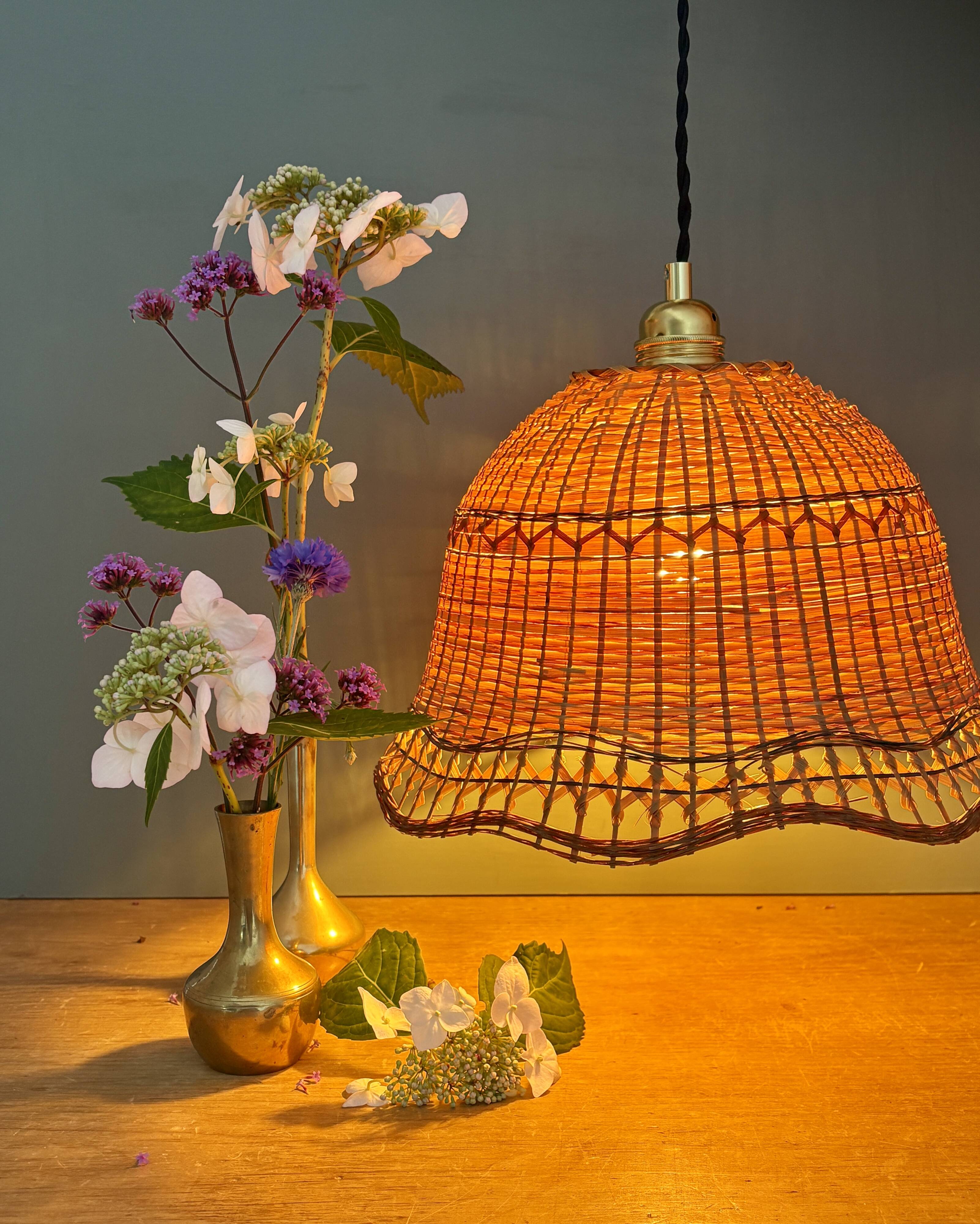 Vintage pendant light in natural materials