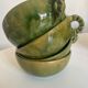 Set of 4 glazed earthenware cups for starters or dessert in green from Biot, 1960.