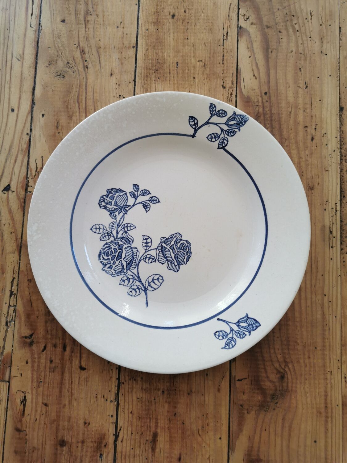 Old St Amand flat plates, blue roses
