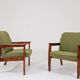 Pair of vintage wild green bouclé armchairs 1970
