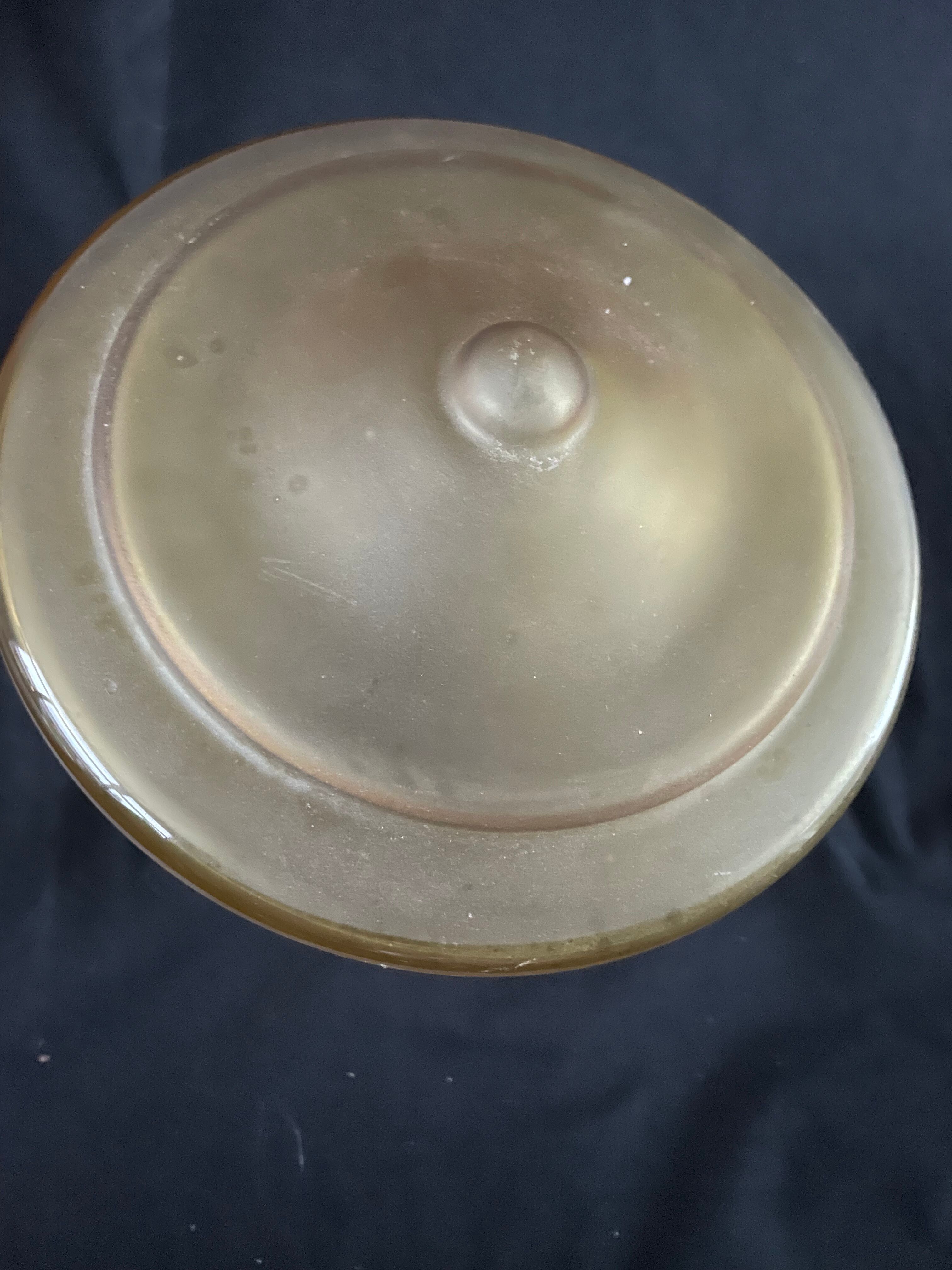 Yellow art deco lampshade with gold stripes