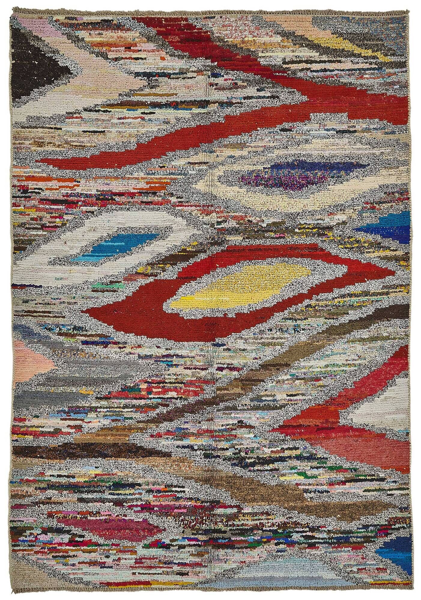 Tapis boho recyclé turc fait main 178 cm x 257 cm