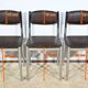 Suite of 3 Leather and Chrome Metal Chairs, attributed to Collomb Creation – 1970