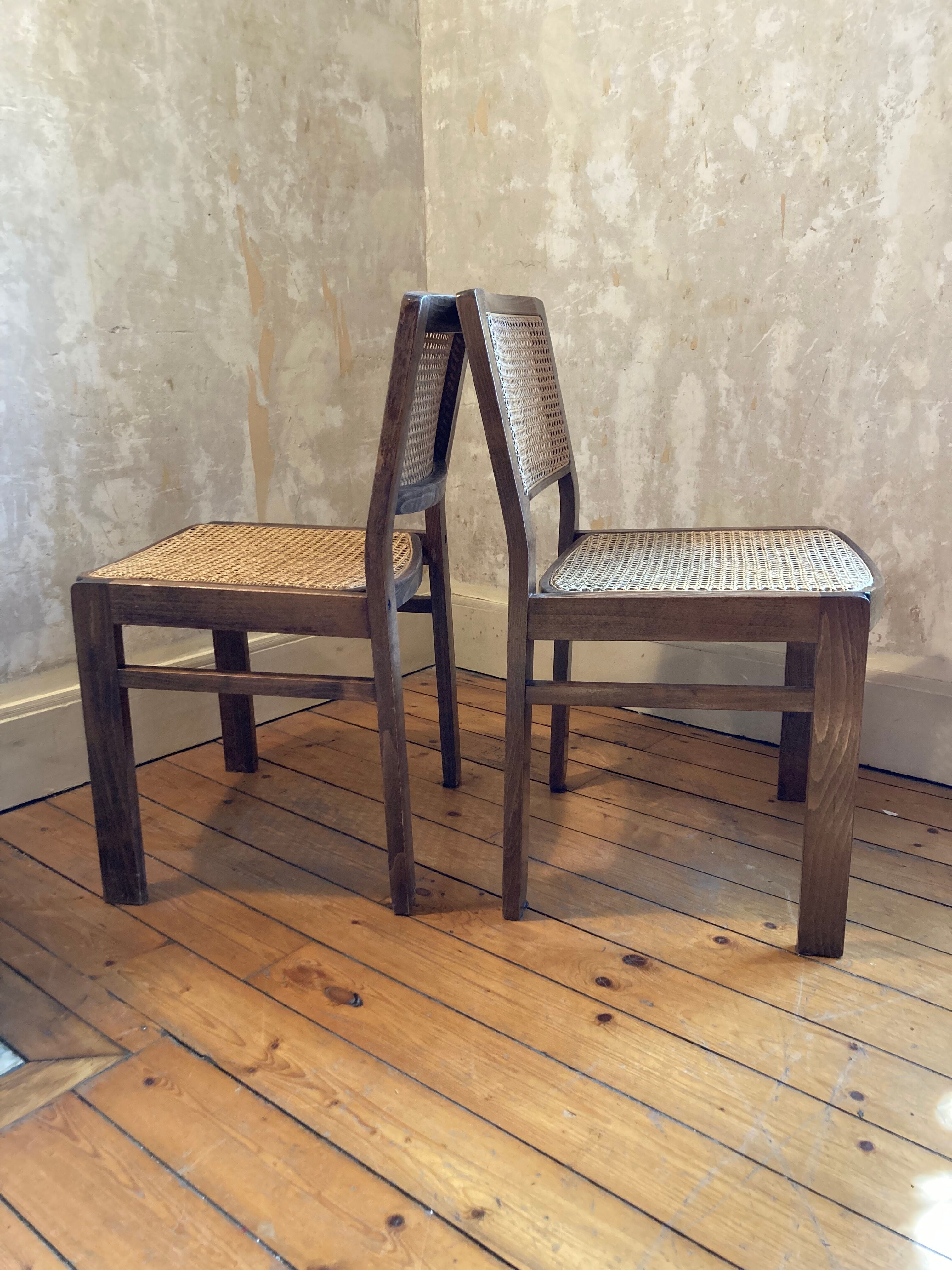 Pair of Baumann chairs canned